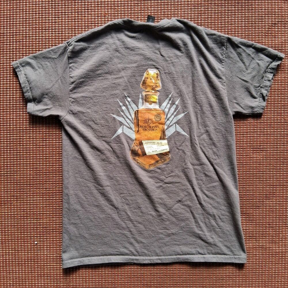 Adictivo Tequila Mens Medium T-Shirt Gray Reposado Promo Graphic